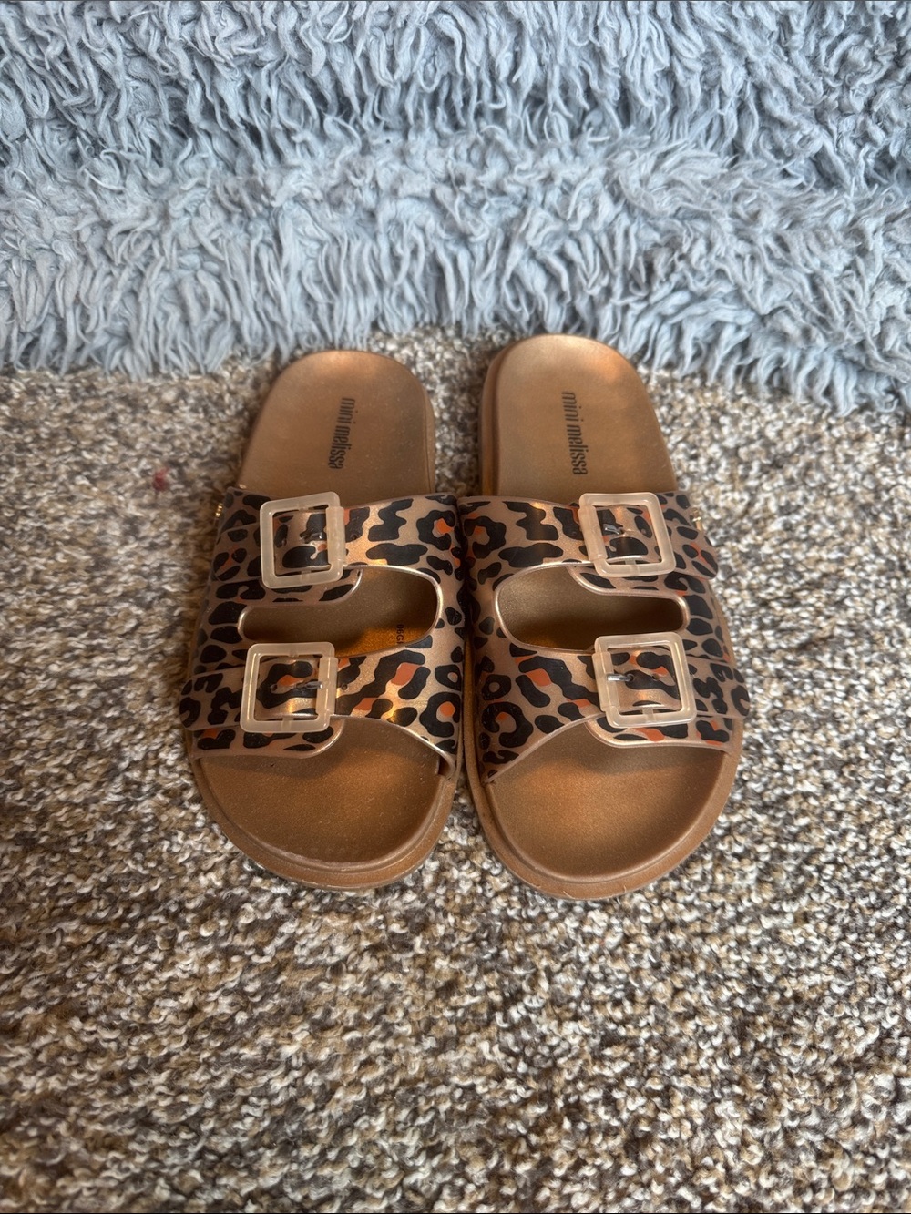 Mini Melissa size 1Leopard Print Double Buckle Slide Sandals